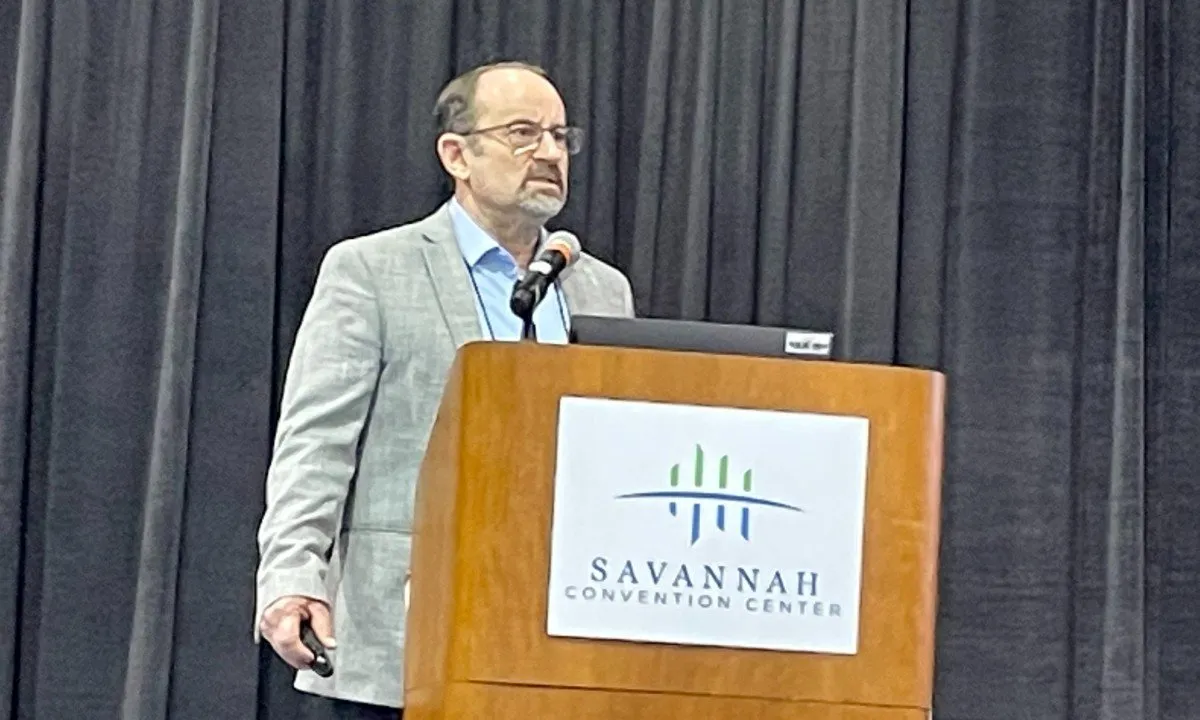 Nevin Forry from Frick presenting the new low-charge ammonia chiller