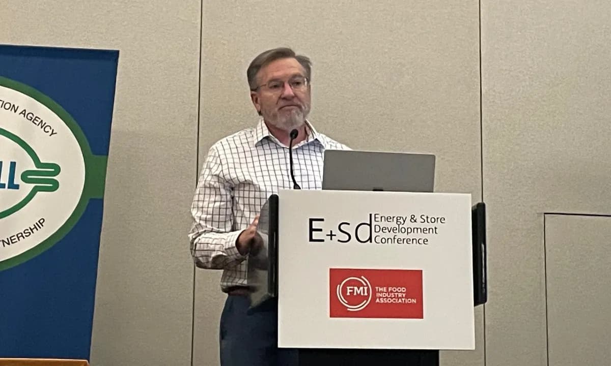 Scott Martin of Hillphoenix, who testified at the EPA hearing on the Technology Transitions reconsideration, at the 2023 FMI Energy & Store Development Conference.