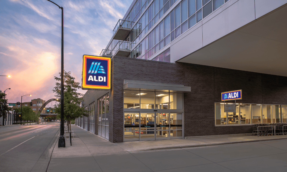 The exterior of an ALDI store in Chicago. ALDI US will use natural refrigerants in all stores by 2035.