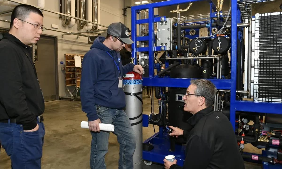 Copeland's Andre Patenaude showing technicians the manufacturer's mobile CO2 training unit at last year's Natural Refrigerant Training Summit in St. Louis. (Source NASRC)