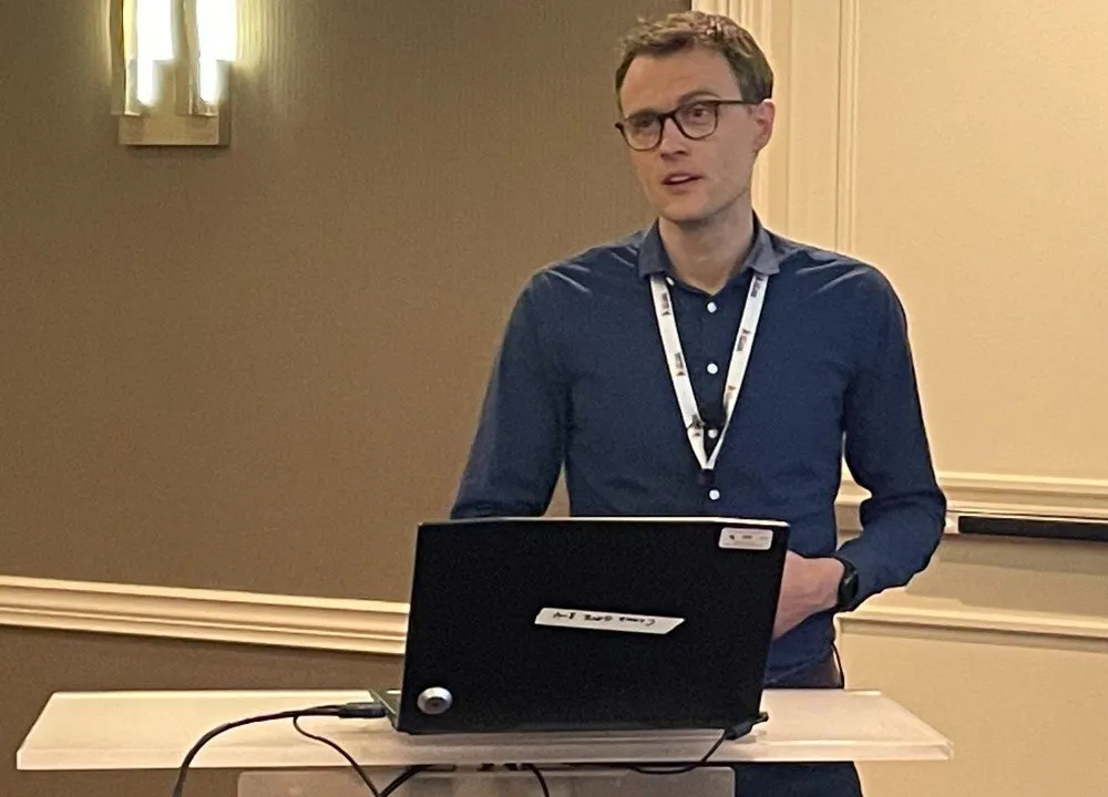 Jonas Lundsted Poulsen, Senior Specialist at the Danish Technological Institute (DTI), speaking at 14th IEA Heat Pump Conference, Chicago, Illinois