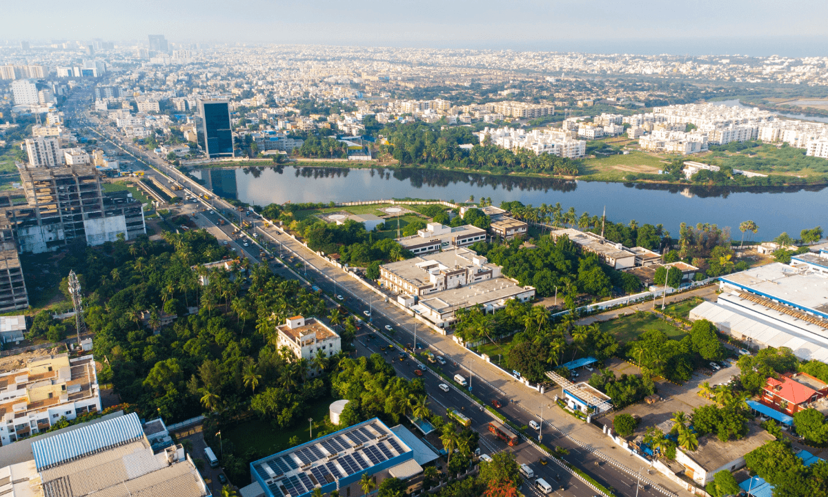 An aerial view of Chennai, India