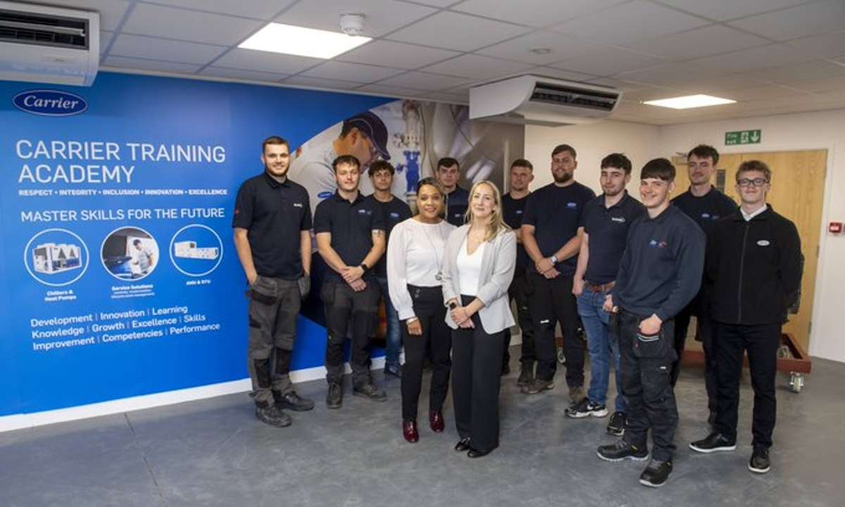 Carrier’s new Apprenticeship Programme Lead, Adele Watson (front center right), with some of the company’s apprentices. (Source: Carrier)