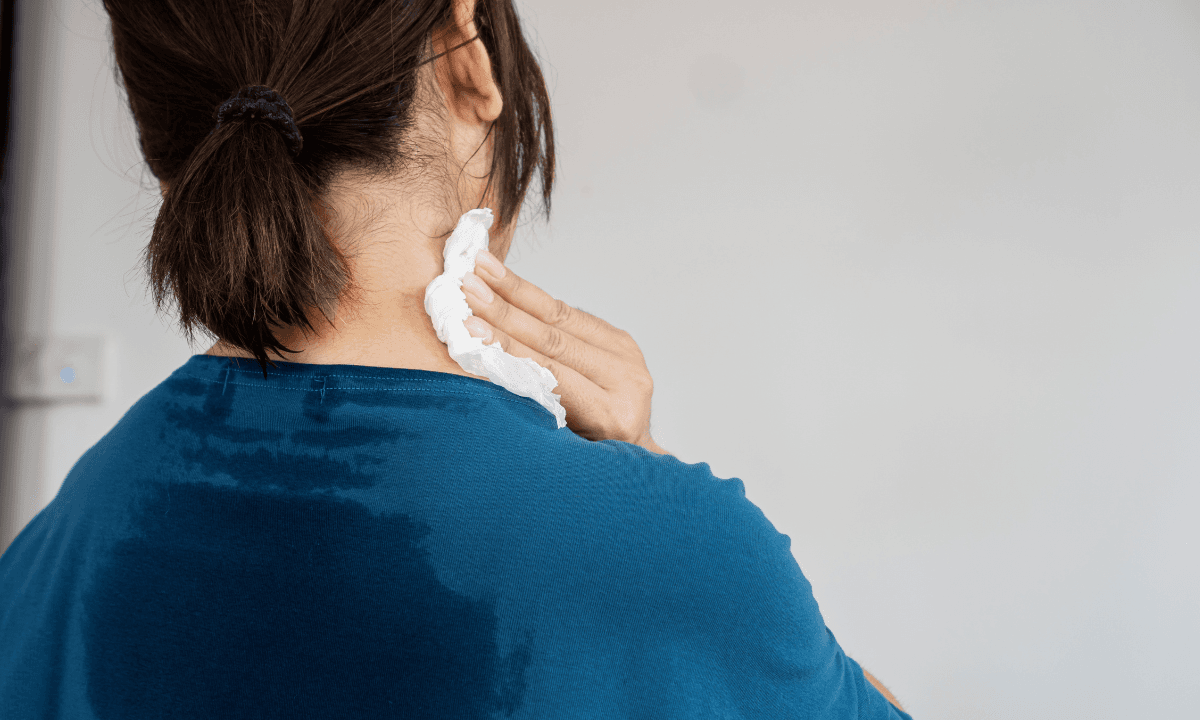 An image of a person sweating