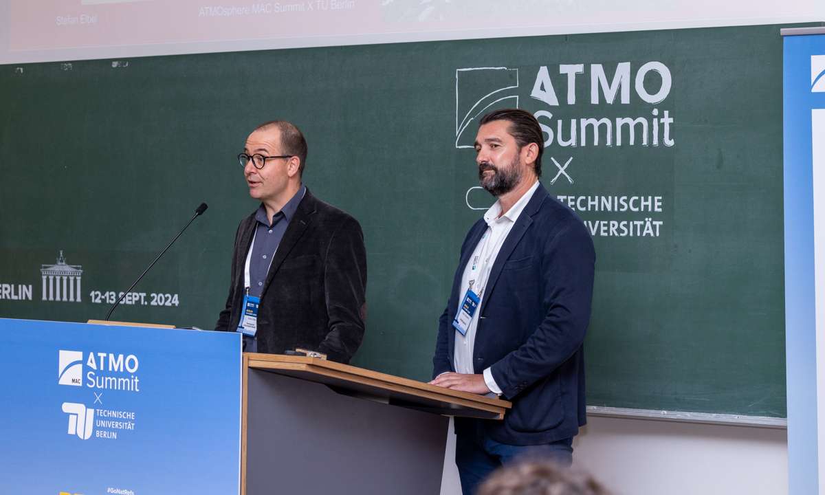 Stefan Elbel of TU Berlin and Marc Chasserot of ATMOsphere at the ATMO MAC Summit.