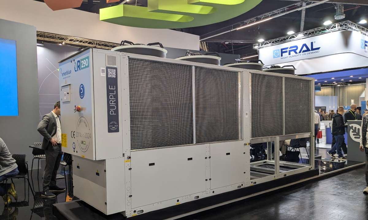 Enerblue’s Purple R290 heat pump on display at Chillventa 2024.