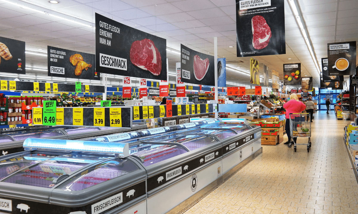 The interior of a Lidl supermarket in Germany