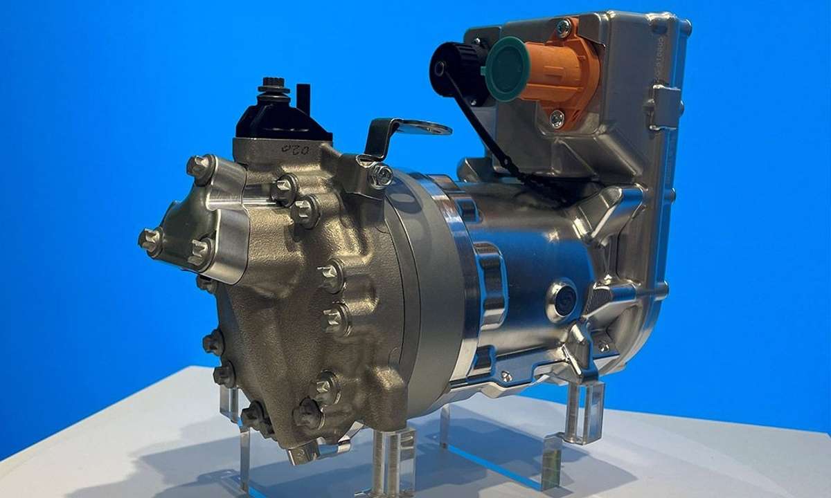 Thyssenkrupp Automotive Technology’s new CO2 compressor for mobile applications on display at the International Suppliers Fair. Photo credit: thyssenkrupp