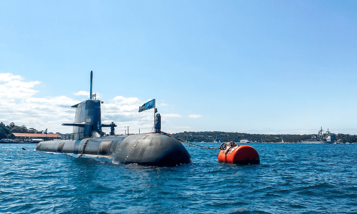 The HMAS Farncomb, one of the Australian Royal Navy's Collins class submarines.