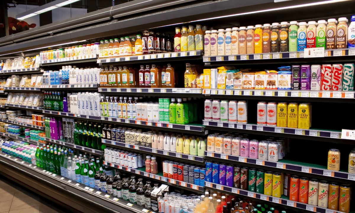 The beverage aisle in a Los Angeles grocery store.