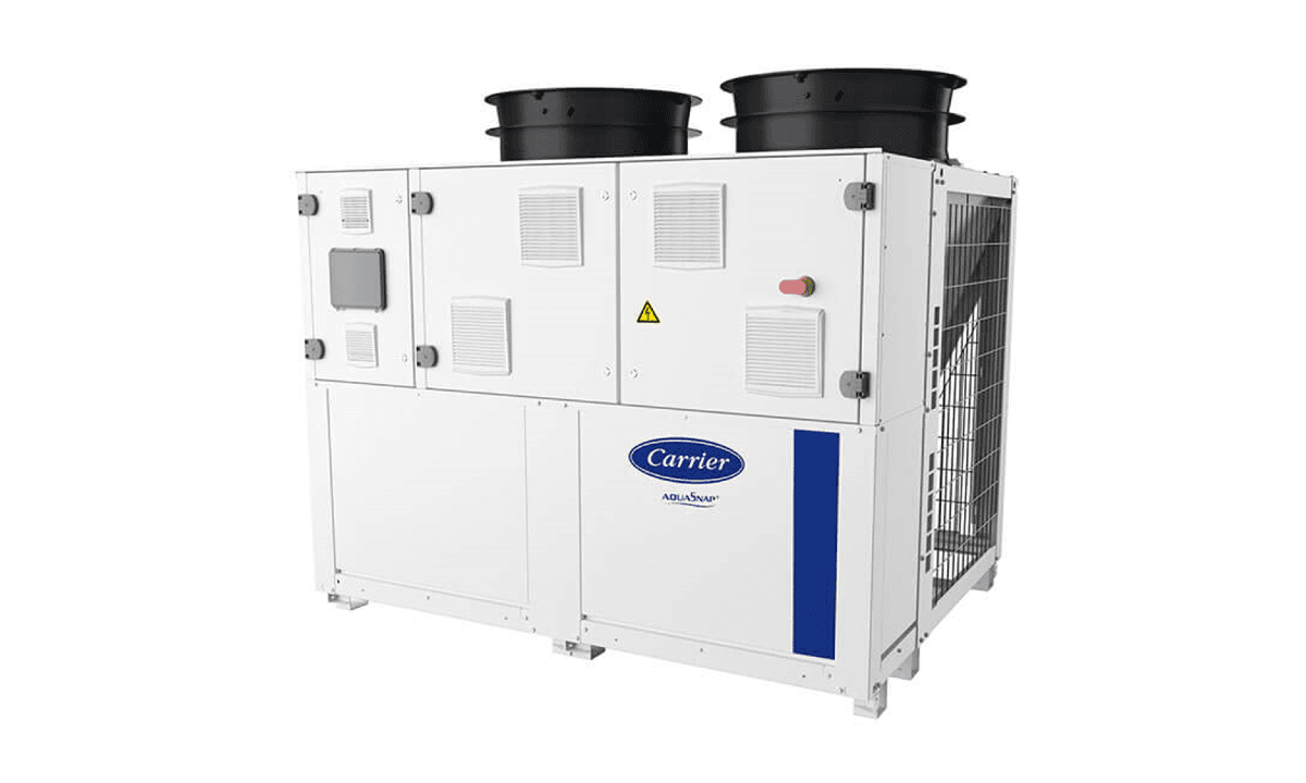 Carrier’s range of AquaSnap 61AQ heat pumps can cover heating capacities of 40–560kW. Photo credit: Carrier