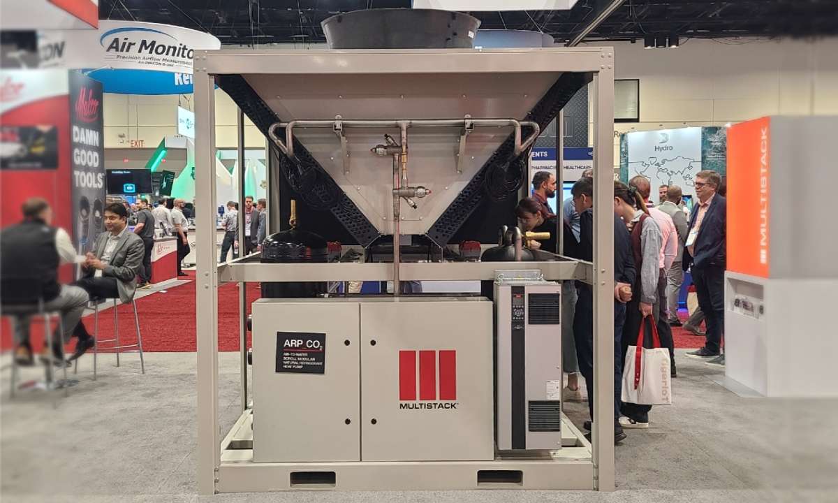 Multistack’s concept CO2-based hot water heat pump on display at AHR 2025.