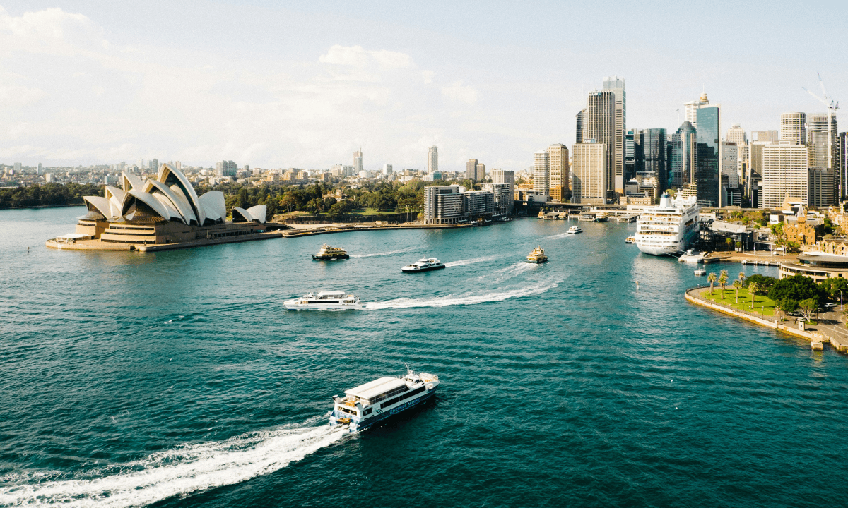 An aerial view of the Sydney Harbor