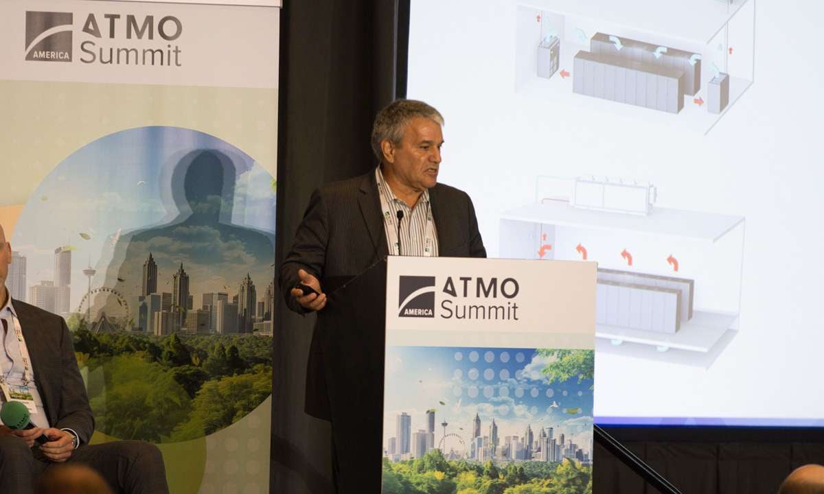 John Miranda, M&M Carnot, presenting about CO2 in data center cooling at the ATMO America Summit 2025.