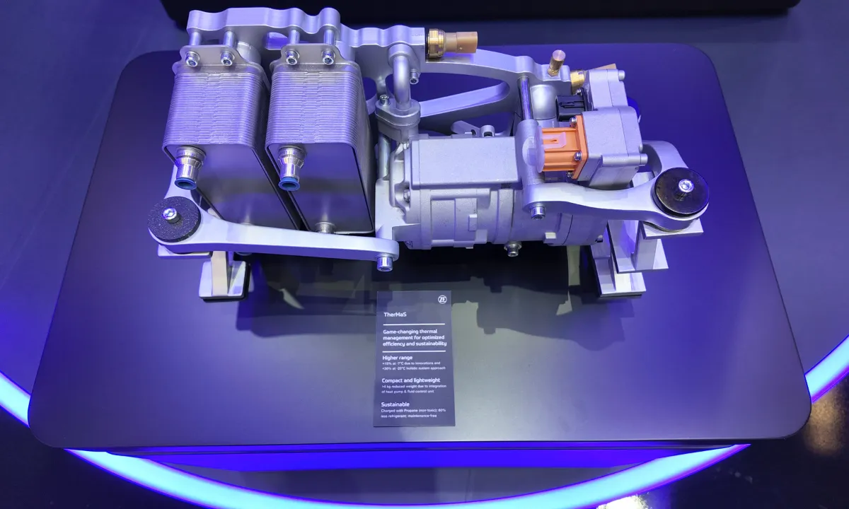 ZF's TherMas propane-based thermal management system was on display at IAA Mobility 2025 in Munich.