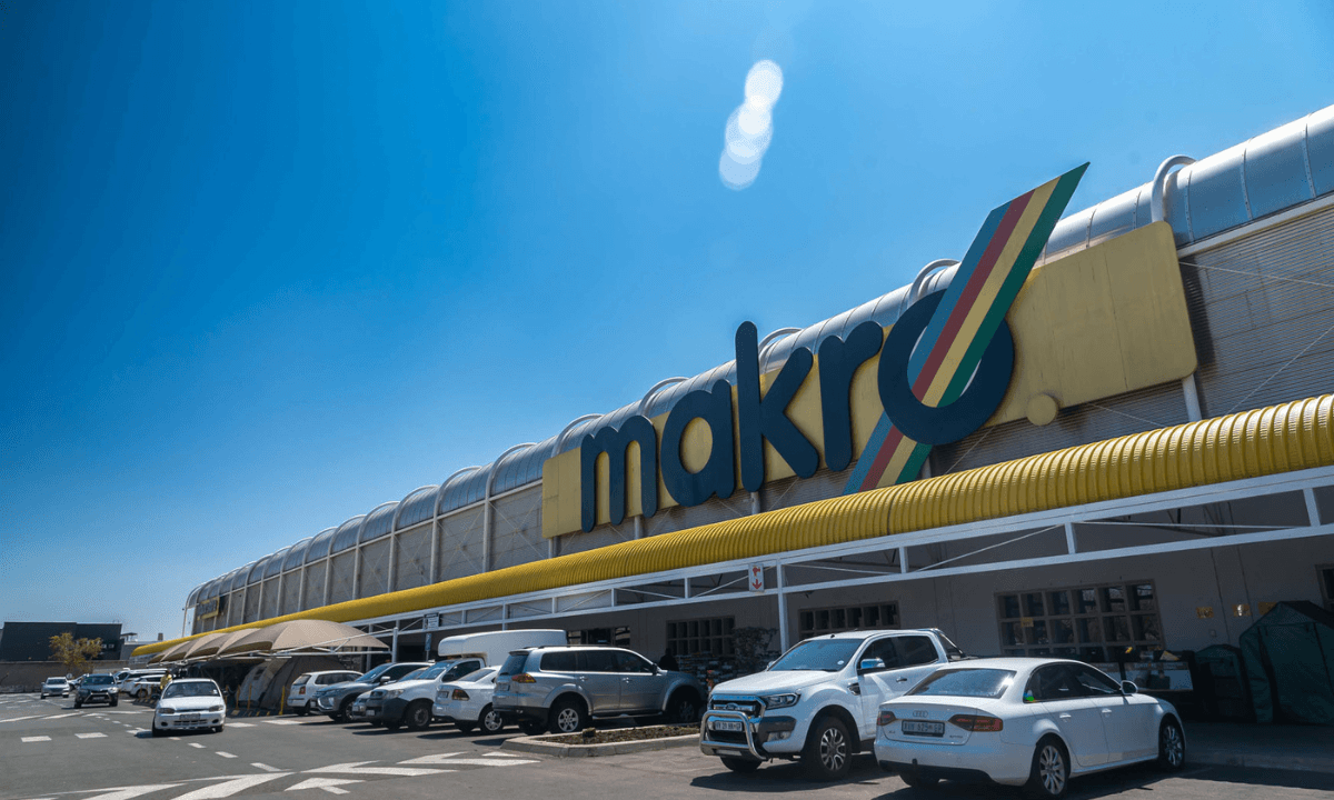 The graphic shows a Makro store operated by Massmart in South Africa. The company is opening a new Makro CO2 integrated store in New London, South Africa.