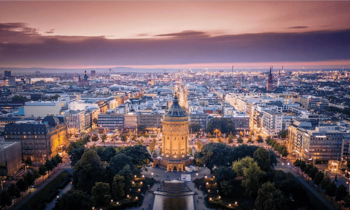 The Mannheim, Germany, skyline. A 165MW isobutane heat pump will supply up to 40,000 homes in the Rhine-Neckar metropolitan area with heat when it's built.