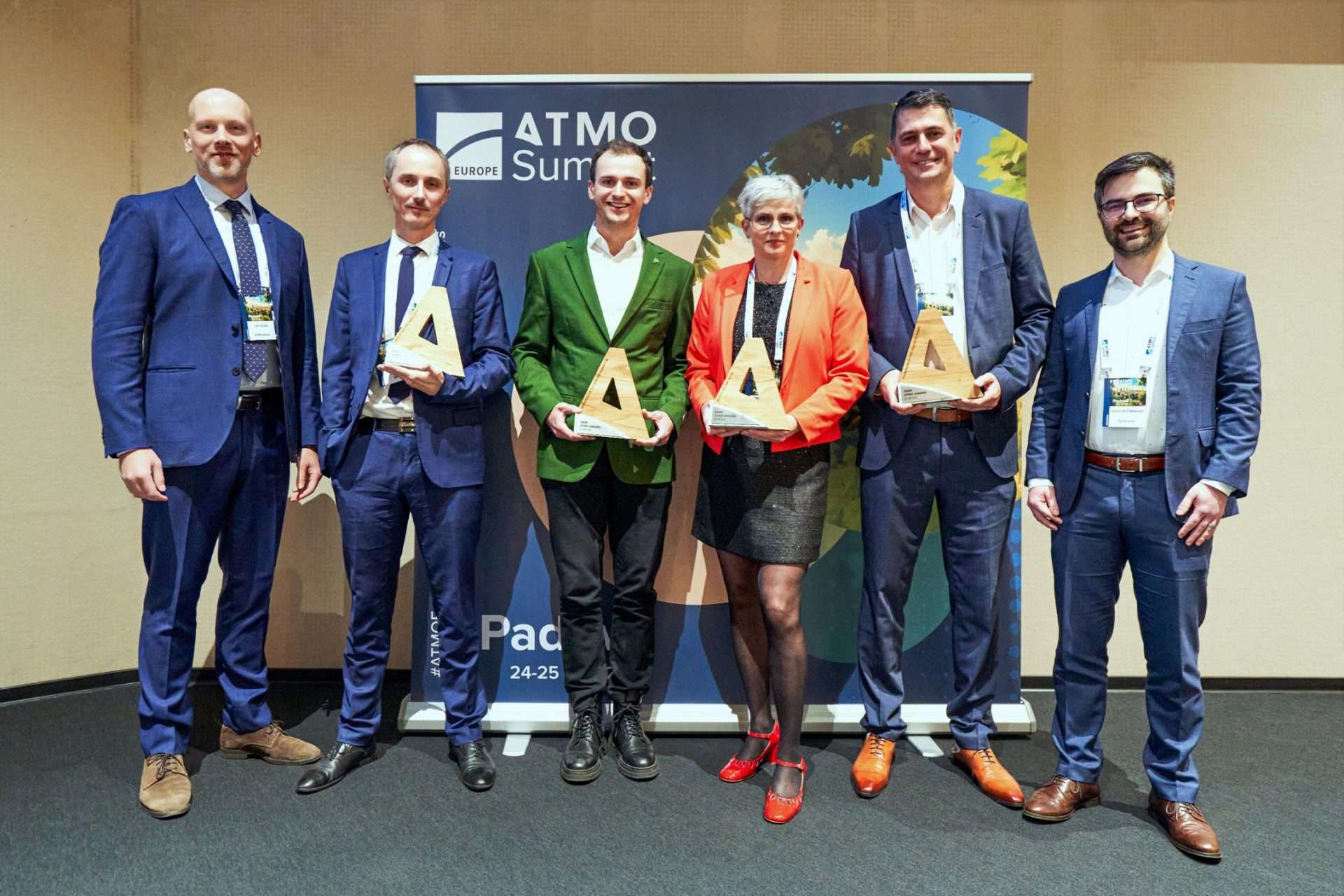 A photograph showing the winners of the ATMO Awards Europe. The awards were handed out in Padua on November 24, 2025.