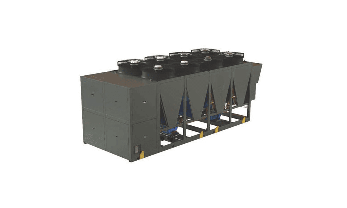 An image of Rinnai's new R290 heat pump for commercial and industrial applications. The unit produces a COP of up to 7.0.
