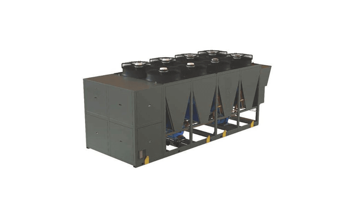 An image of Rinnai's new R290 heat pump for commercial and industrial applications. The unit produces a COP of up to 7.0.