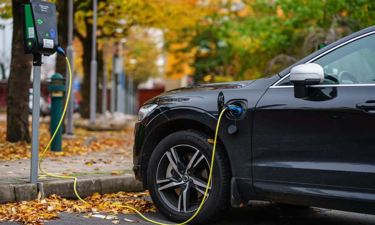 A Volvo electric car charging. Sanden is developing R290-based thermal management systems for EVs with an unnamed Chinese automaker.