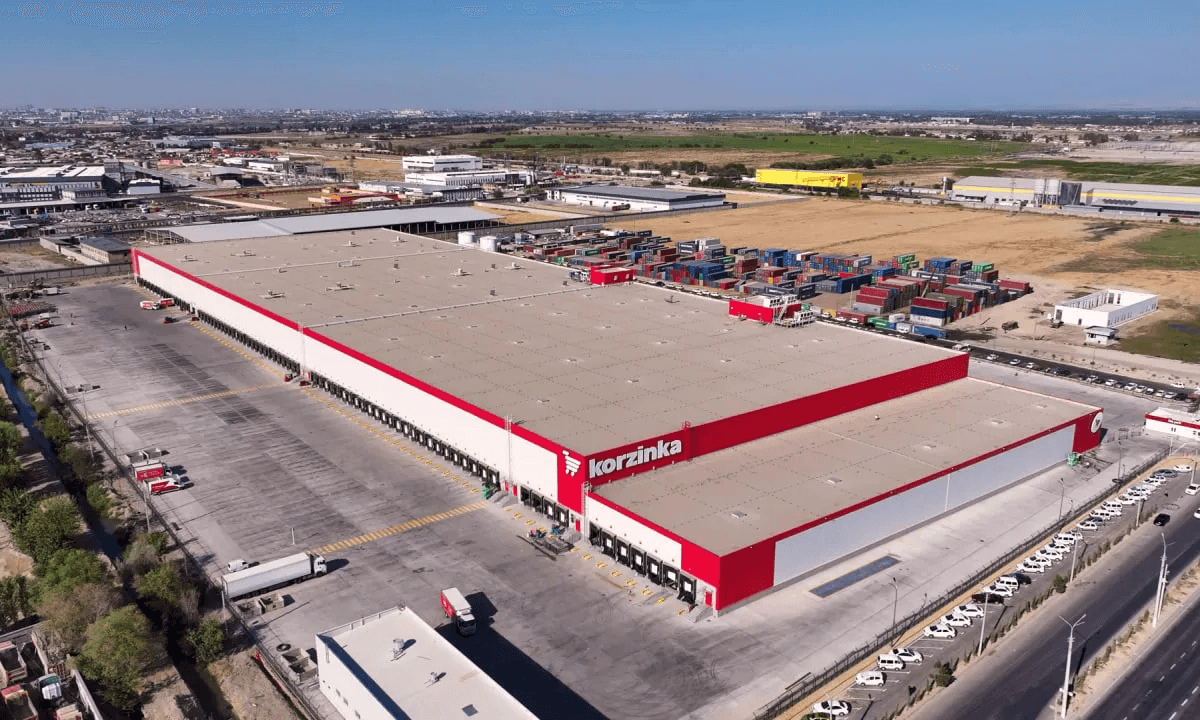 A photo of the new distribution center Korzinka opened.