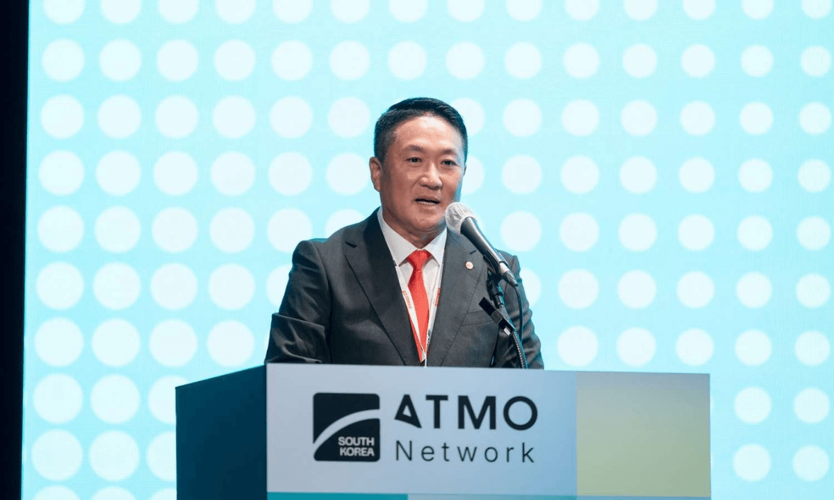 SungKyu Lee, CEO of Arneg Korea, speaking at ATMO Network South Korea 2026
