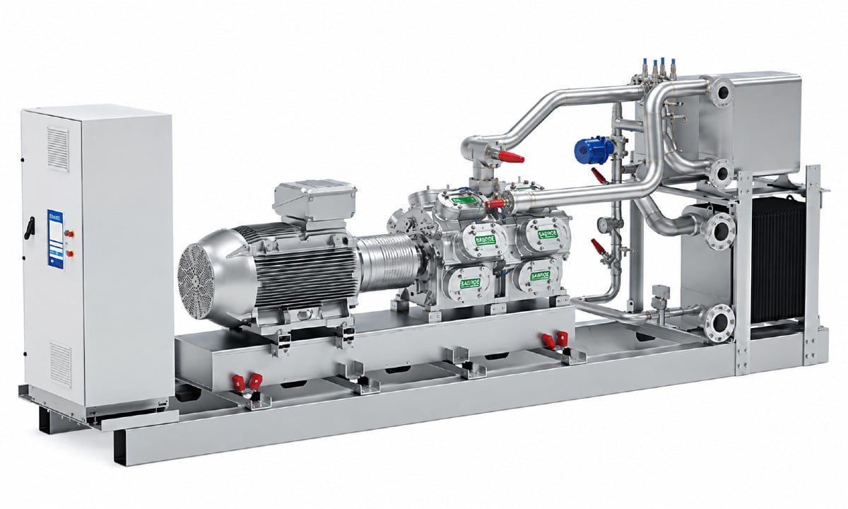 An image of Sabroe HitemHP by Johnson Controls. The heat pump operates with butane or isobutane refrigerant.