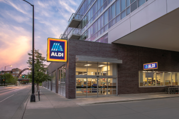 The exterior of an ALDI store in Chicago. ALDI US will use natural refrigerants in all stores by 2035.