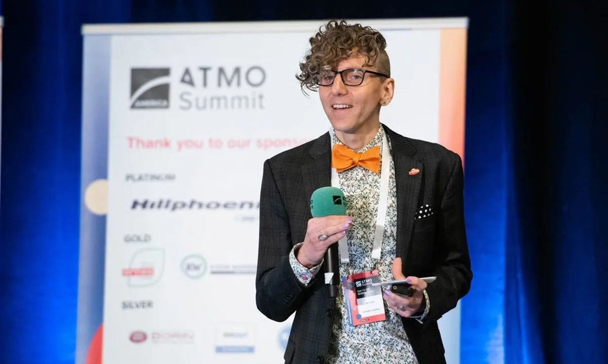 Lineage Logistics’ Aer Teale presented the company’s plans to achieve carbon net zero by 2040 at ATMO America 2022.