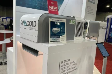 Rivacold’s new R290 condensing unit, displayed at the AHR Expo 2023 in Atlanta