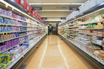 A U.S. grocery store's eggs and dairy section. The CEO of Axiom Cloud believes grocery stores and others in the U.S. will inevitably move to natural refrigerants.