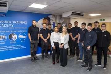 Carrier’s new Apprenticeship Programme Lead, Adele Watson (front center right), with some of the company’s apprentices. (Source: Carrier)