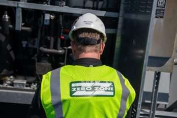 A graphic of a Zero Zone technician to promote the company's new services division for natural refrigerant customers.