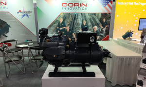 Dorin's 160HP six-cylinder CO2 compressor on display at IIAR 2026.