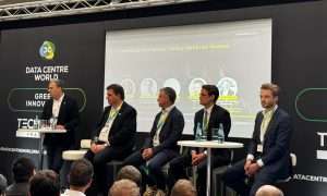 An image of the panel at Tech Show Frankfurt 2026 discussing reusing data center waste heat for district heating.